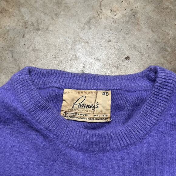 Vintage 50s Penney's Purple Angoran Rabbit Fur Wool Sweater - Picture 3 of 3